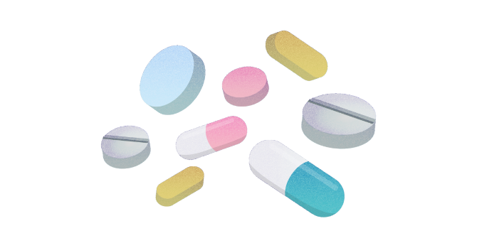 イラスト:複数の錠剤のイメージ
